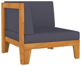 3 pcs conjunto lounge de jardim c/ almofadões acácia maciça