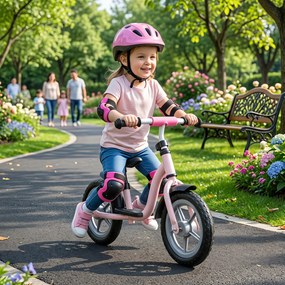 Bicicleta de Equilíbrio sem Pedais para Crianças, 86 x 41 x 51-56 cm, Guiador e Selim Reguláveis, Rosa