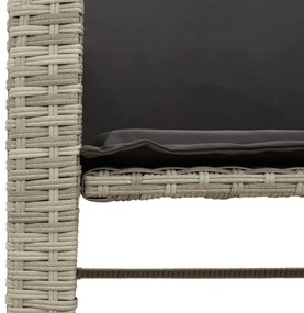 Sofá de jardim 2 lugares com mesa e bancos vime PE cinza-claro