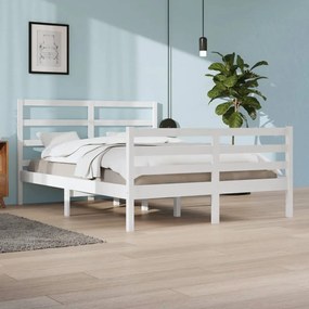 Estrutura de cama 160x200 cm madeira de pinho maciça branco