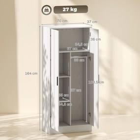 Guarda roupa Moderno para Quarto com Barra para Pendurar e Prateleiras 70x37x164 cm Branco