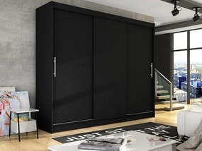 Roupeiro Closico 118, Preto, 215x250x58cm, 191.5 kg, Portas para roupeiro: Deslizante, Número de prateleiras: 9, Número de prateleiras: 9