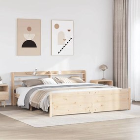 Estrutura de cama com cabeceira 200x200 cm pinho maciço