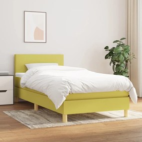 vidaXL Cama com molas/colchão 90x200 cm tecido verde
