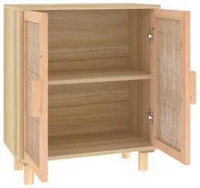 Aparador 60x30x70 cm madeira pinho maciço/vime natural castanho