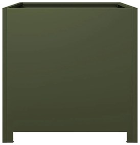Vaso/floreira de jardim 50x50x50 cm aço verde azeitona
