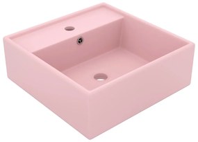146944 vidaXL Lavatório luxuoso quadrado 41x41 cm cerâmica rosa mate