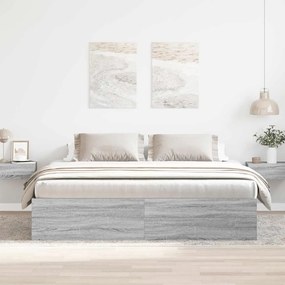 Estrutura de cama 200x200 cm cinzento sonoma