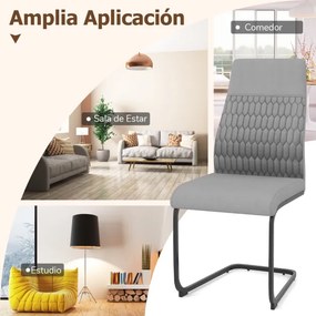 Conjunto de 4 cadeiras de jantar (MESA NÃO INCLUIDA) modernas com encosto alto inclinável, base metálica em forma de U, assento e encosto acolchoados