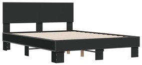 Estrutura de cama 135x190 cm derivados de madeira/metal preto