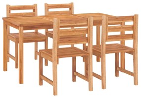 5 pcs conjunto de jantar p/ jardim madeira de teca maciça