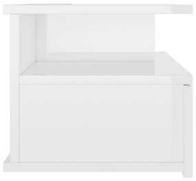 Mesa de cabeceira suspensa 2 pcs 40x31x27 cm branco brilhante