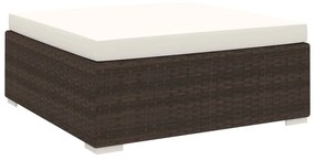 46801 vidaXL Apoio de pés seccional c/ almofadão 1 pc vime PE castanho