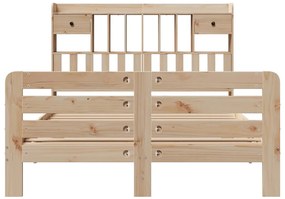 Cama com estante sem colchão 140x190 cm pinho maciço
