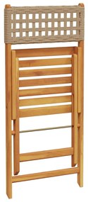 Cadeiras de jardim dobráveis 4 pcs vime PE/madeira maciça bege
