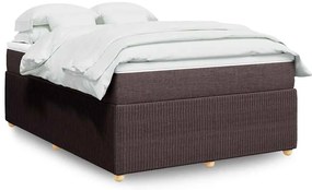 vidaXL Cama com molas/colchão 140x200 cm tecido castanho-escuro