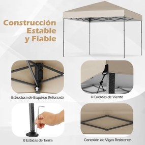 Tenda dobrável com bolsa de transporte e altura ajustável em 3 posições para jardim,festas, eventos 295 x 295 cm bege