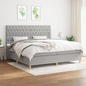 vidaXL Cama com molas/colchão 200x200 cm tecido cinza-claro