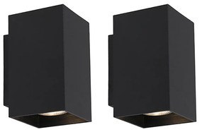 Conjunto de 2 Apliques de Parede Modernos Quadrados Pretos 2 Luzes - Sandy