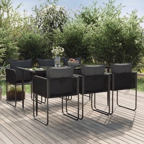 7 pcs conjunto de jantar para jardim preto
