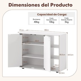 Sapateira com portas para sapatos 80 x 31 x 64,5 cm de 3 níveis com prateleiras ajustáveis madeira independente Branco