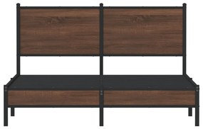 Estrutura de cama sem colchão 140x190cm metal carvalho castanho