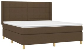Cama box spring c/ colchão/LED 180x200cm tecido castanho-escuro