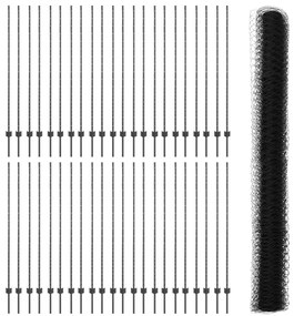 Postes de Cerca vidaXL 22 pcs U-Channel Cinza 150 cm Aço