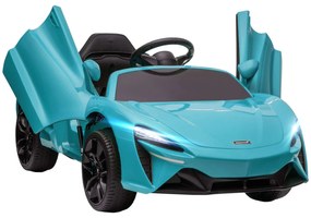 HOMCOM Carro Elétrico 12V Mclaren com Controlo Remoto Música Buzina Faróis Entrada para MP3 e Velocidade 2-5 km/h 126x65x52 cm Azul