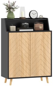 Sapateira para Entrada com Prateleiras Ajustáveis para 15 Pares de Sapatos 75x35x104 cm Preto e Madeira