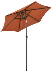 Guarda-sol de jardim c/ luzes LED 200x211 cm alumínio terracota