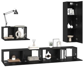 Conjunto de móvel de TV 4 pcs Carvalho Preto 30.5 x 30 x 110 cm