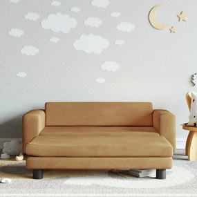 3196412 vidaXL Sofá infantil com apoio de pés 100x50x30 cm veludo castanho