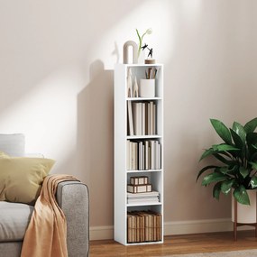 Estante de arrumação 30 x 24 x 133,5 cm com 5 níveis e prateleiras ajustáveis para sala de estar, quarto, escritório, branca