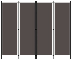 vidaXL Divisória de quarto com 4 painéis 200x180 cm antracite