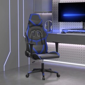 vidaXL Cadeira de gaming couro artificial preto e azul