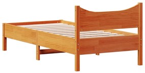 Estrutura de cama 90x200 cm madeira pinho maciça castanho cera