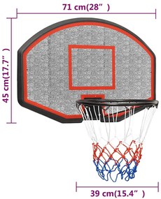 Tabela de basquetebol 71x45x2 cm polietileno preto