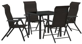 Conjunto de Jantar de Jardim 5 Peças em Rattan Sintético Preto