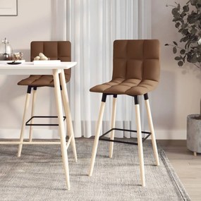 vidaXL Bancos de bar 2 pcs tecido castanho