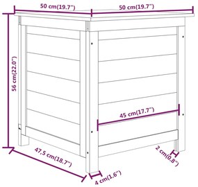 Caixa p/ almofadões exterior 50x50x56 cm abeto maciço castanho