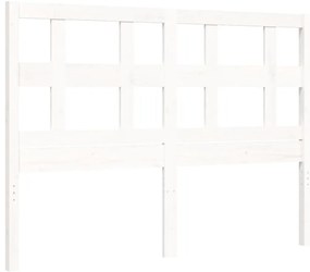 Estrutura de cama com cabeceira 140x200cm madeira maciça branco