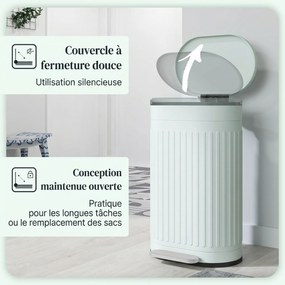 Caixote do Lixo de Cozinha com Pedal, 36,5 x 31,2 x 60,8 cm, Capacidade de 30 L, Verde