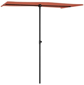 Guarda-sol de jardim c/ poste de alumínio 180x110 cm terracota