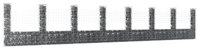 vidaXL Cesto gabião em forma de U c/ 8 postes 860x20x150 cm ferro