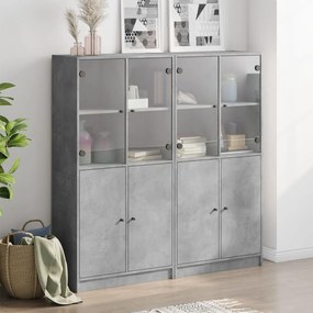 Estante c/ portas 136x37x142 cm derivados madeira cinza cimento