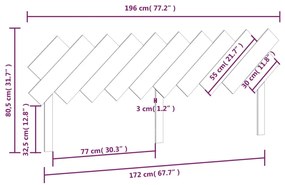 Cabeceira de cama 196x3x80,5 cm pinho maciço cinzento