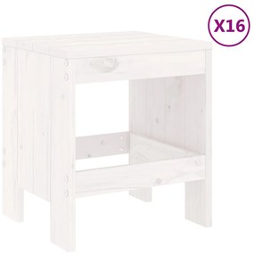17 pcs conjunto de jantar para jardim pinho maciço branco