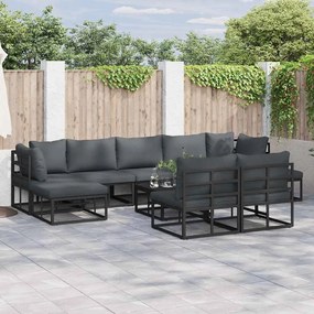 vidaXL Conjunto de Sofá de Jardim 10 pcs Preto 70 x 70 x 32 cm