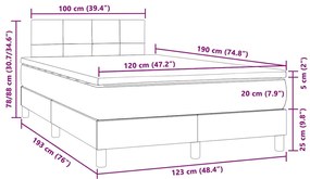 Cama box spring c/ colchão e LED 120x190 cm couro artif. preto